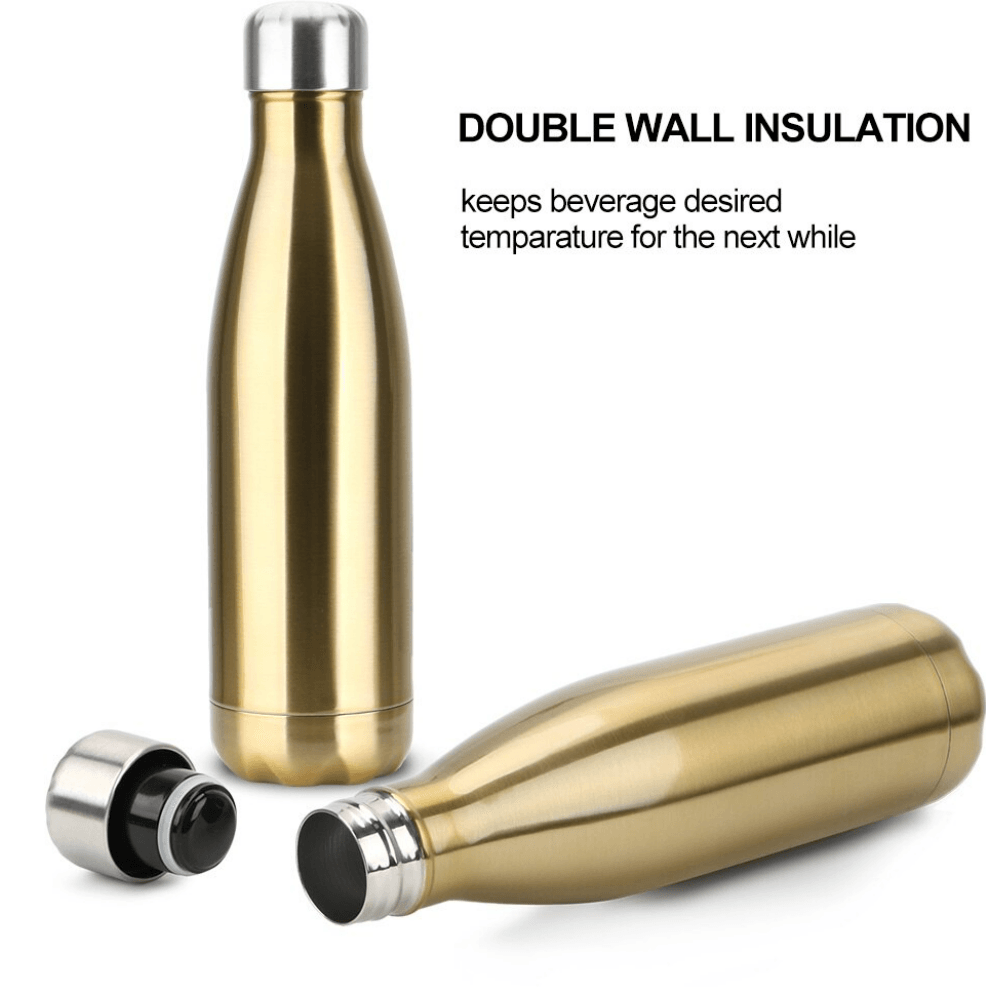 Double Wall Vacuum Insulated Stainless Steel Bottle (1L)(Black) - DMC Wholesale