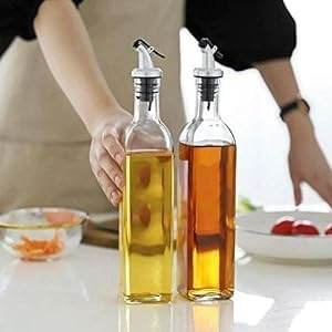 Square Glass Oil Bottle (2pcs)(500ml) - DMC Wholesale