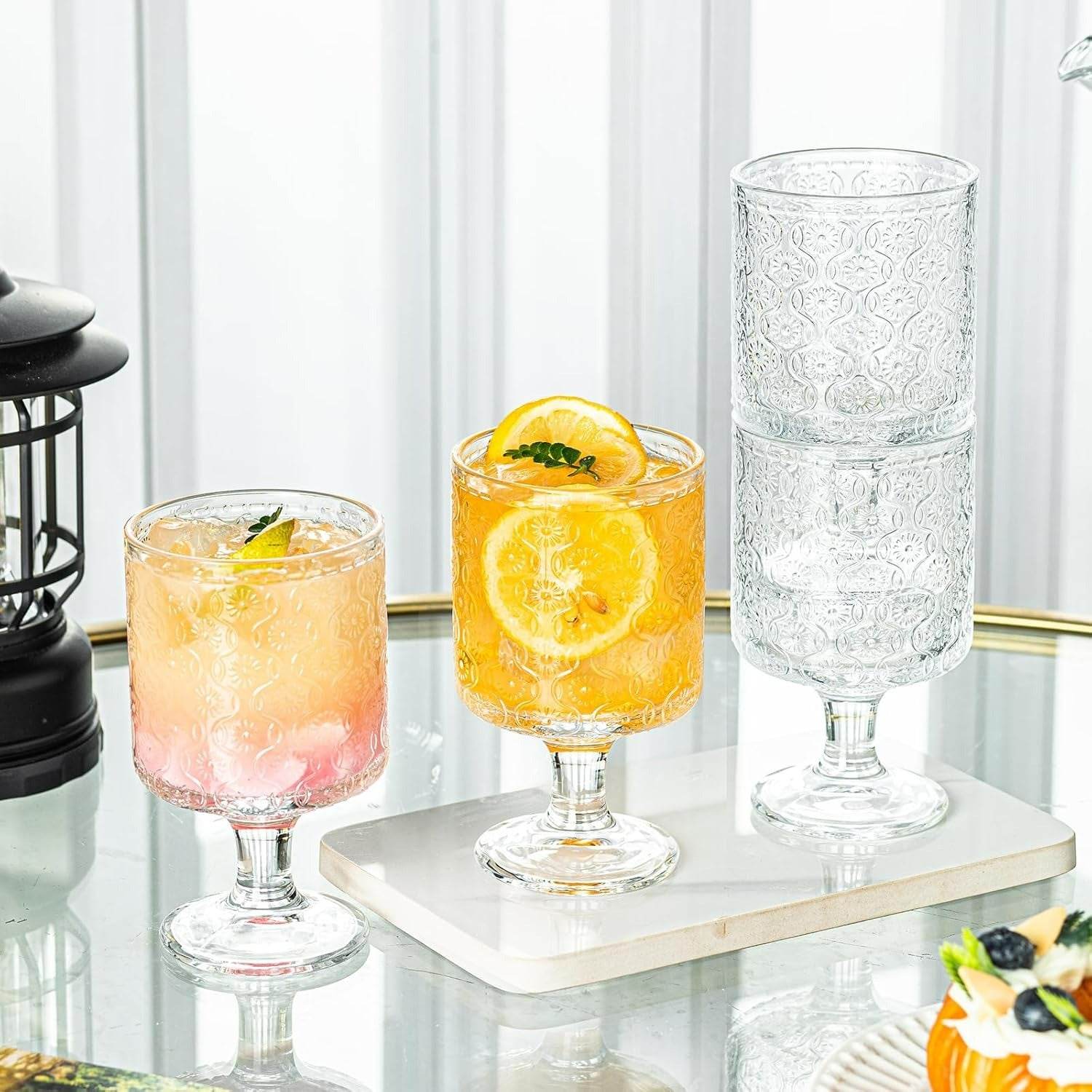 Romantic Vintage Goblet Glass Set (220ml)(6 pcs) - DMC Wholesale