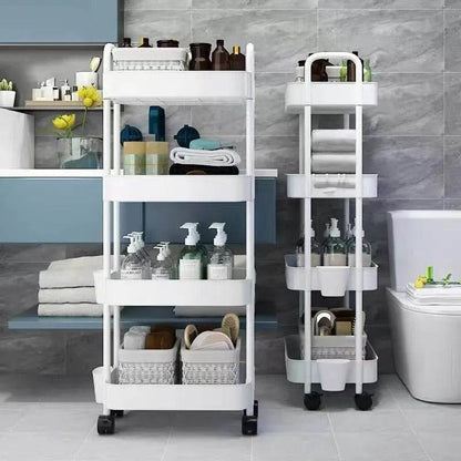 Organising Rolling Plastic Trolley (4 Tier)(White) - DMC Wholesale