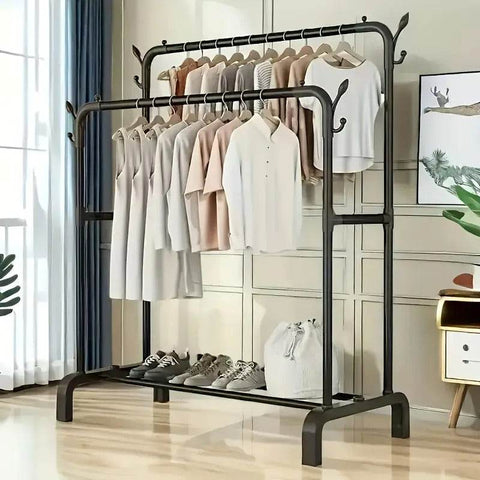 Double Rail Clothes Storage Rack (Without Wheels)