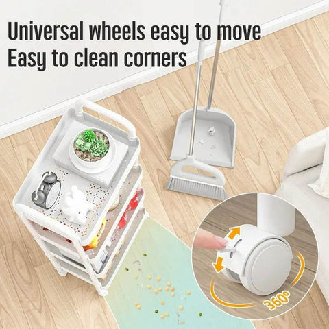 Organising Rolling Plastic Trolley (4 Tier)(White) - Alt View