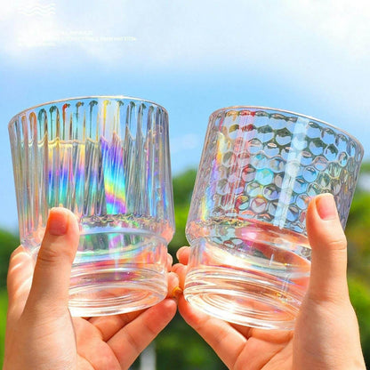 Rainbow Tumbler Glass With Lid And Straw (400ml)(Each) - DMC Wholesale