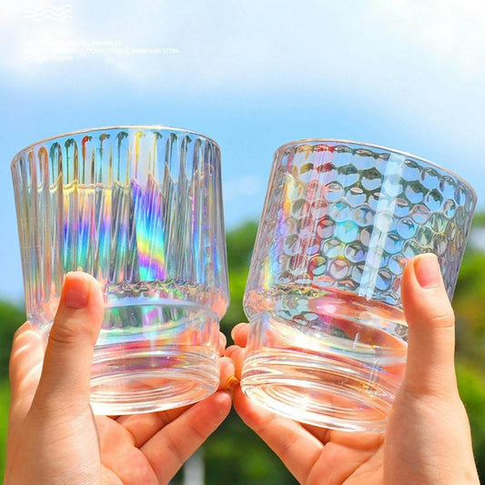 Rainbow Tumbler Glass With Lid And Straw (400ml)(Each) - DMC Wholesale