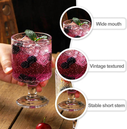 Romantic Vintage Goblet Glass Set (220ml)(6 pcs) - DMC Wholesale