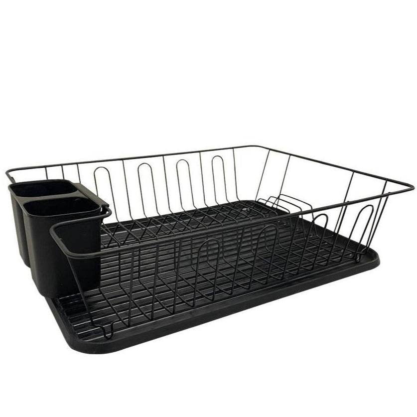 Dish Rack Drainer With Drip Tray (Black) - DMC Wholesale