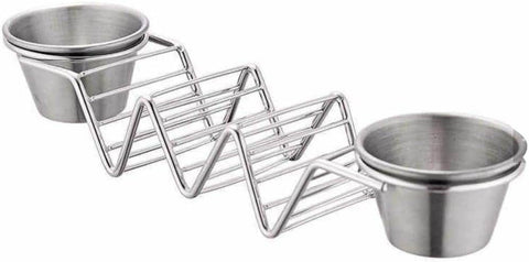 Steel Taco Holder With Sauce Bowl (Each) - Alt View