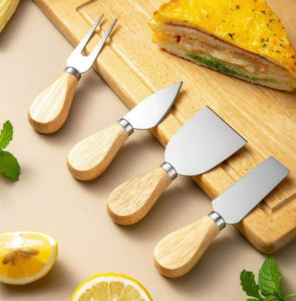 Wooden Handle Cheese Knife Set (Set A)(4 pcs) - DMC Wholesale