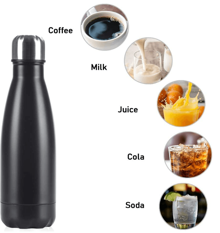 Double Wall Vacuum Insulated Stainless Steel Bottle (1L)(Black) - DMC Wholesale