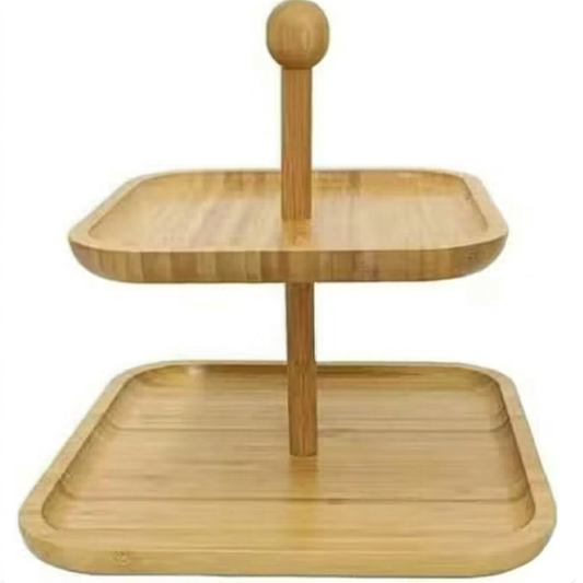 Square Bamboo Serving Stand (32cm)(2 Tier)