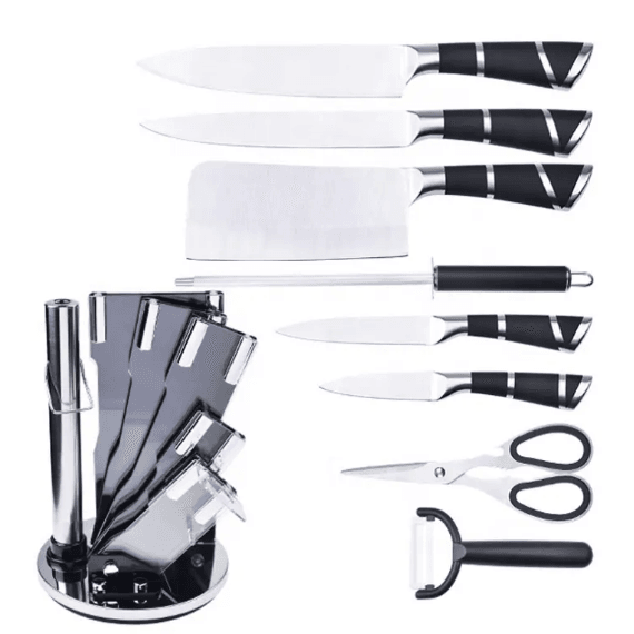 Delicate Touch Knife Set With Rotating Stand (9 pcs) - DMC Wholesale
