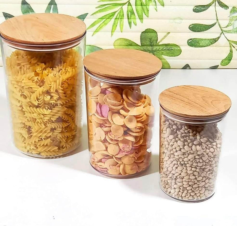 Round Glass Cylinder With Bamboo Lid (15x8cm)(Each)