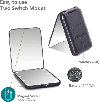 Portable Handheld Foldable Led Light Makeup Mirror - DMC Wholesale