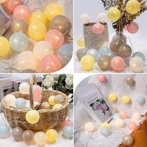 Battery Operated Cotton Balls Lights (10L)(2M) - Alt View