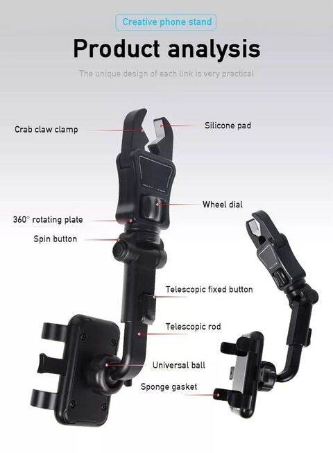 360 Degree Rearview Car Mobile Holder - DMC Wholesale