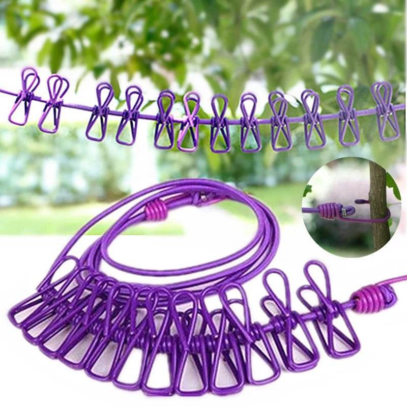 Portable Elastic Clothesline (12 clips)(1.8m) - DMC Wholesale
