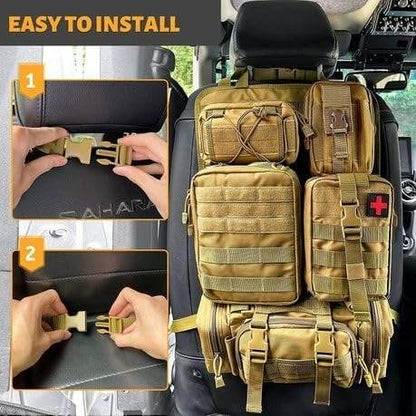 Tactical Car Seat Back Organiser with 5 Bags - DMC Wholesale