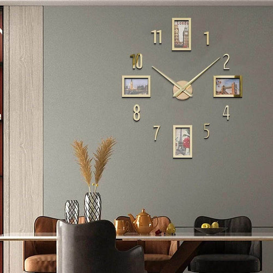 DIY Modern Photo 3D Wall Clock (Gold)(60-70cm) - DMC Wholesale