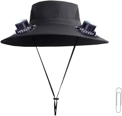 Wide Brim Solar Fan Hat - Alt View
