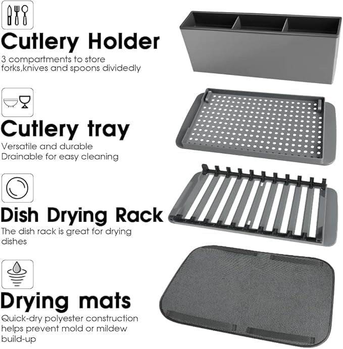 Collapsible Dish Drying Rack with Mat - DMC Wholesale