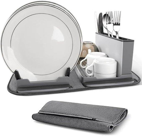 Collapsible Dish Drying Rack with Mat - Alt View