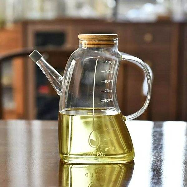 Transparent Glass Oil Bottle (1L) - DMC Wholesale