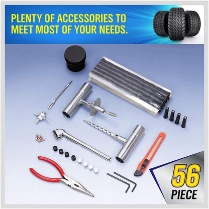 86-Piece Heavy-Duty Tyre Puncture Repair Tool Kit