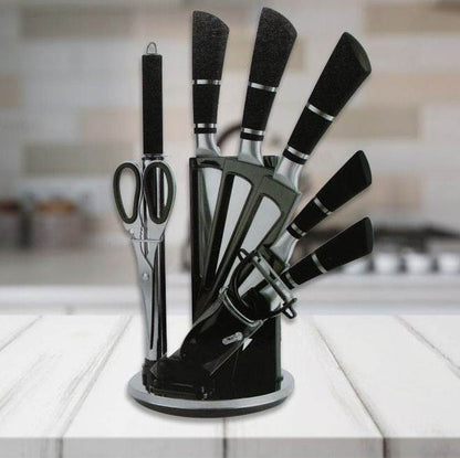 Delicate Touch Knife Set With Rotating Stand (9 pcs) - DMC Wholesale