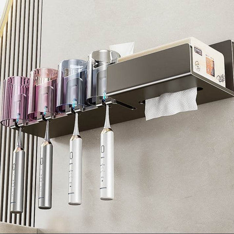 Tissue Box Wall-Mounted Bathroom Organiser (4 Compartment) - Alt View