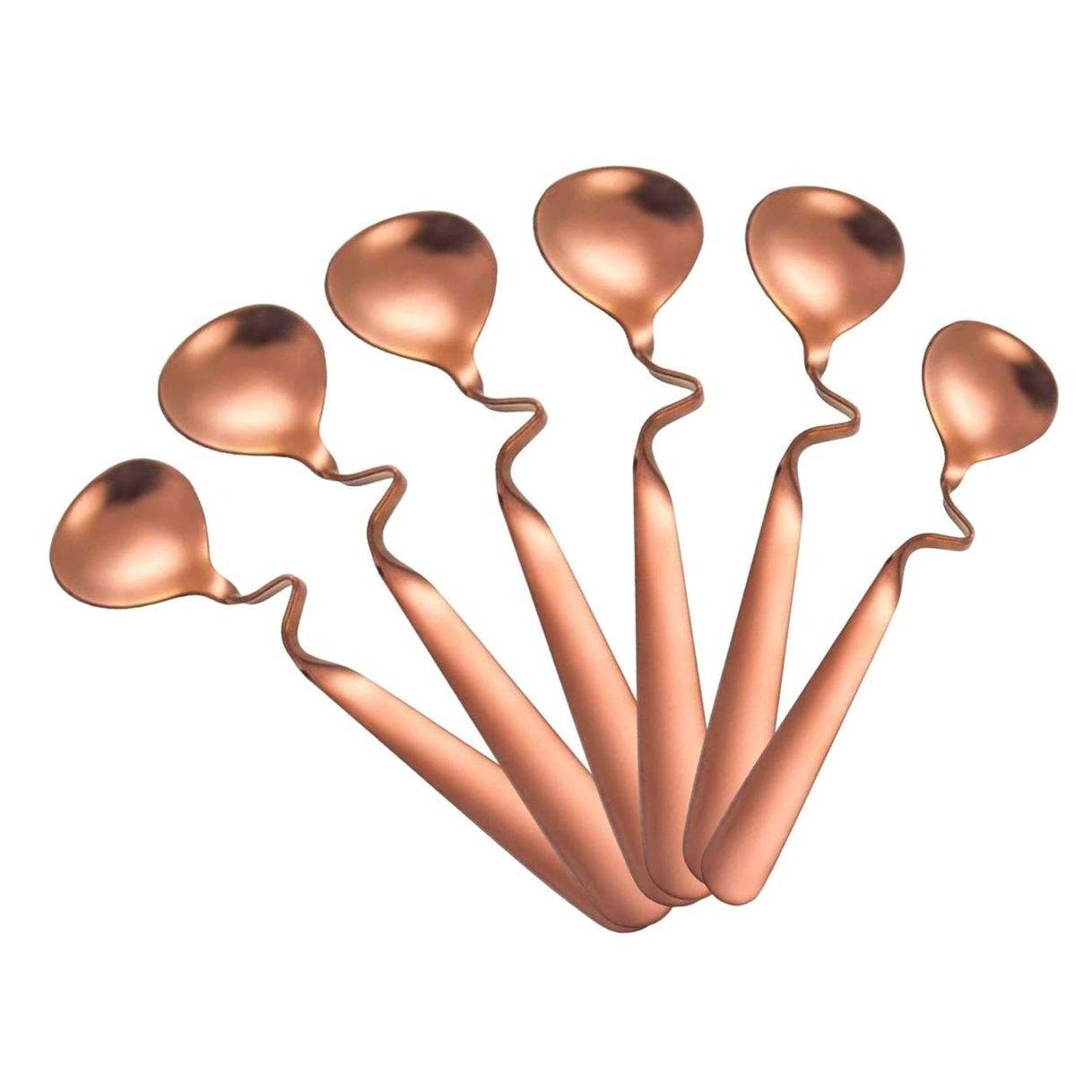 Curved Coffee Spoon Set (6 pcs)(14cm)(Rose Gold) - DMC Wholesale