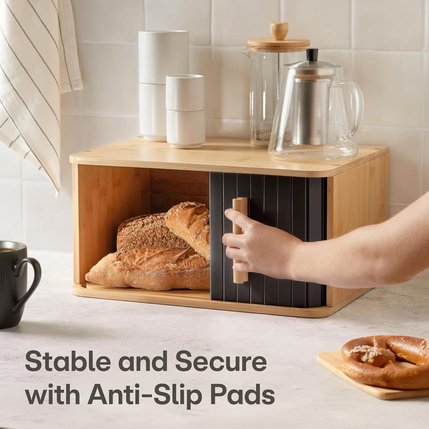 Space Saving Bread Bin With Side Sliding Door