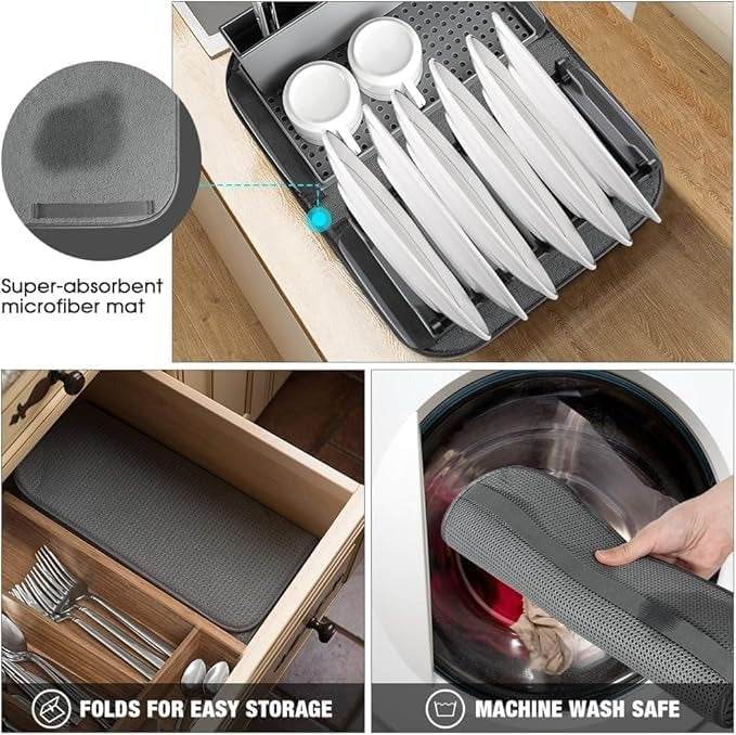 Collapsible Dish Drying Rack with Mat - DMC Wholesale