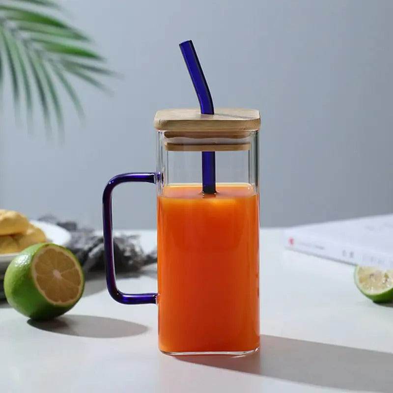 Colour-Tinted Glass Tumbler With Wooden Lid (380ml)(Each) - DMC Wholesale