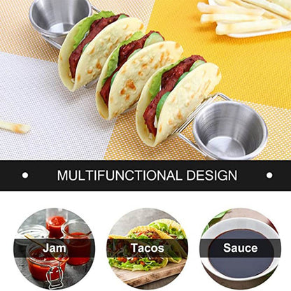 Steel Taco Holder With Sauce Bowl (Each) - DMC Wholesale