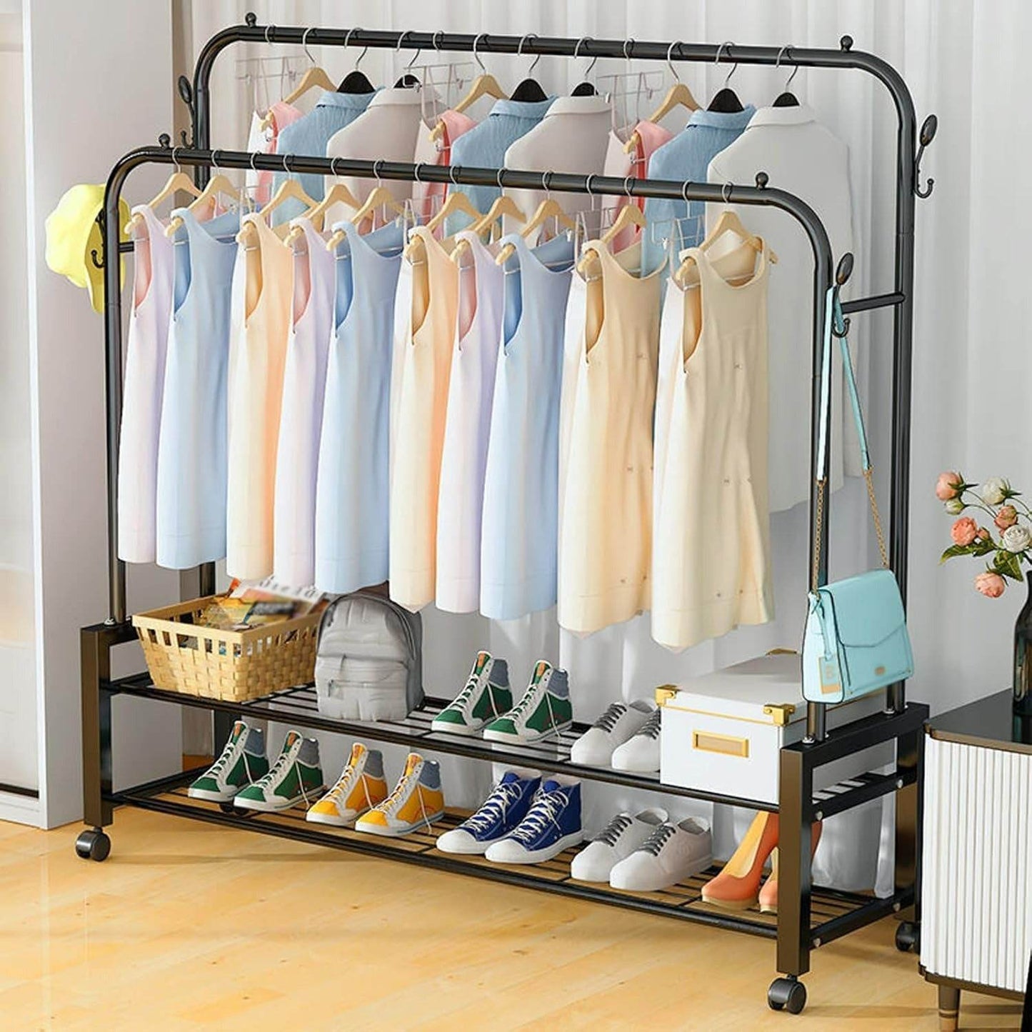 Clothing Garment Rack With Wheels - DMC Wholesale