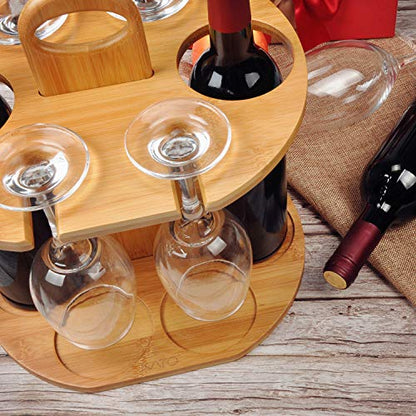 Double Wine Bottle And Glass Display Stand