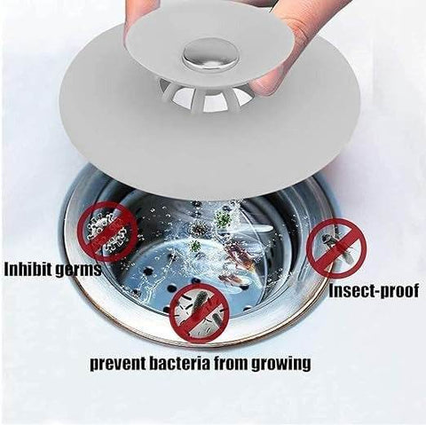 Dual Purpose Drain Stop and Hair Catcher