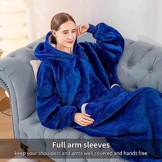 Longer Fleece Huggle Hoodie (Navy) - DMC Wholesale