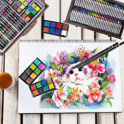 Deluxe Art Set In Wooden Case With Drawer And Handle