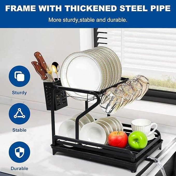 Dish Drying Rack for Kitchen Counter (2 tier) - DMC Wholesale