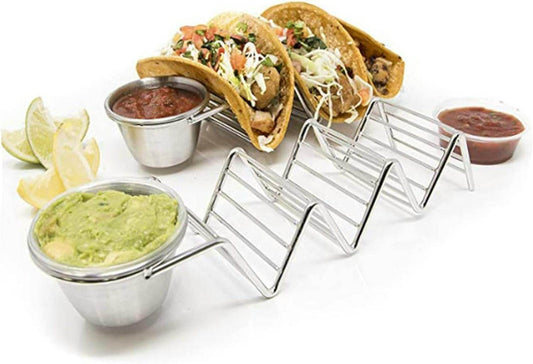 Steel Taco Holder With Sauce Bowl (Each) - DMC Wholesale