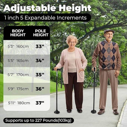 Folding Walking Cane With Adjustable LED Light - DMC Wholesale