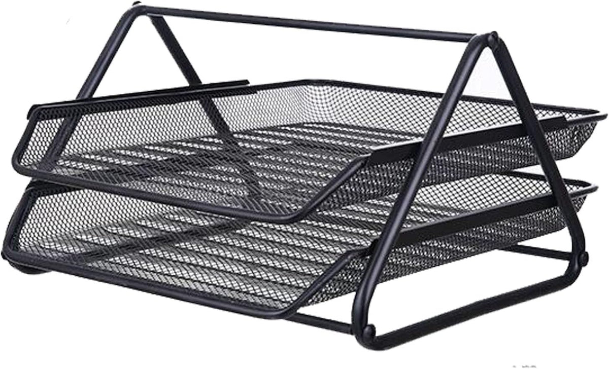 Metal Mesh Paper Tray Desk Organiser (2 Tier)