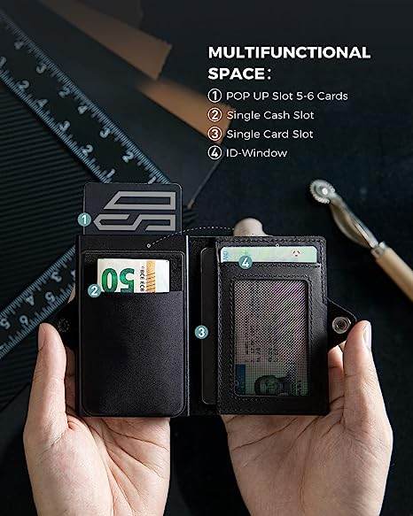 RFID Blocking Automatic Pop Up Card Wallet - DMC Wholesale