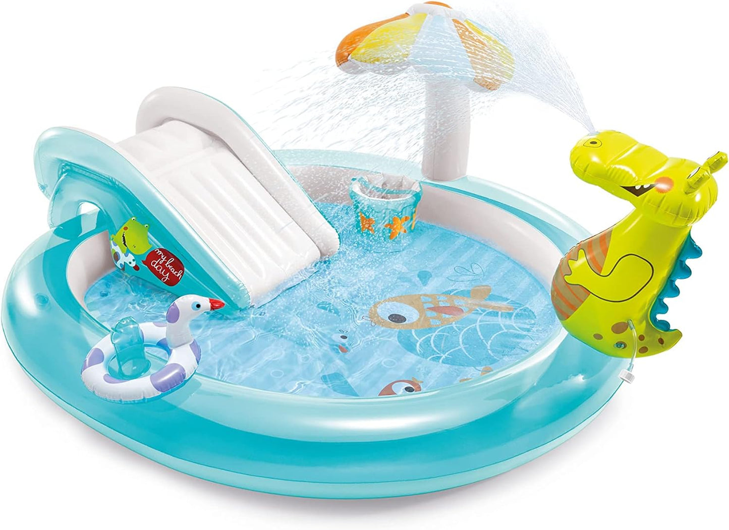 Inflatable Gator Slide Fountain Swimming Pool