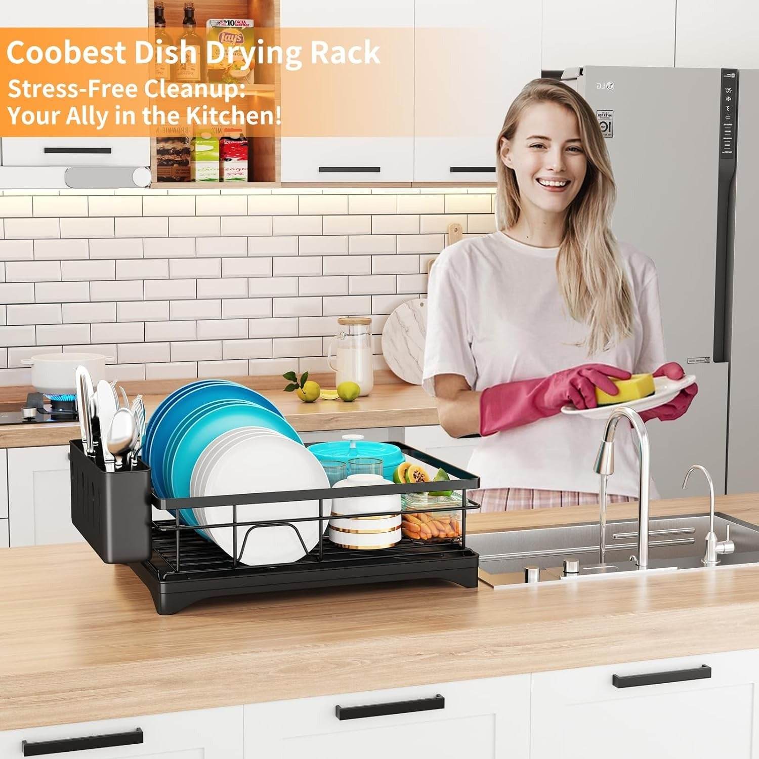 Dish Drying Rack With Drainage Spout - DMC Wholesale