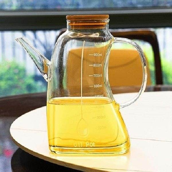 Transparent Glass Oil Bottle (1L) - DMC Wholesale