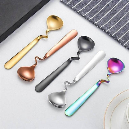 Curved Coffee Spoon Set (6 pcs)(14cm)(Rose Gold) - DMC Wholesale