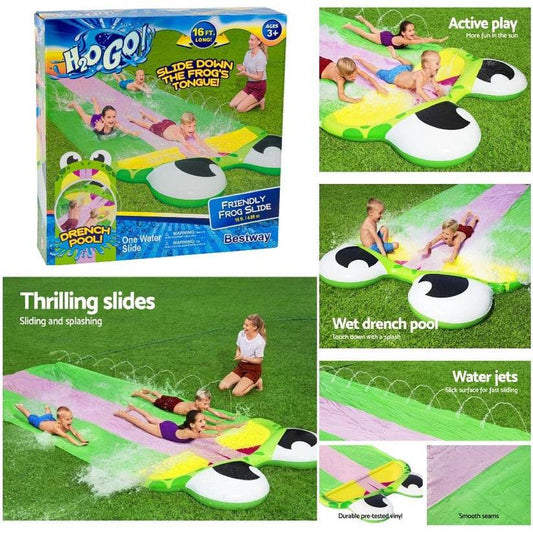 Friendly Frog Lawn Water Slide (4.8m) - DMC Wholesale