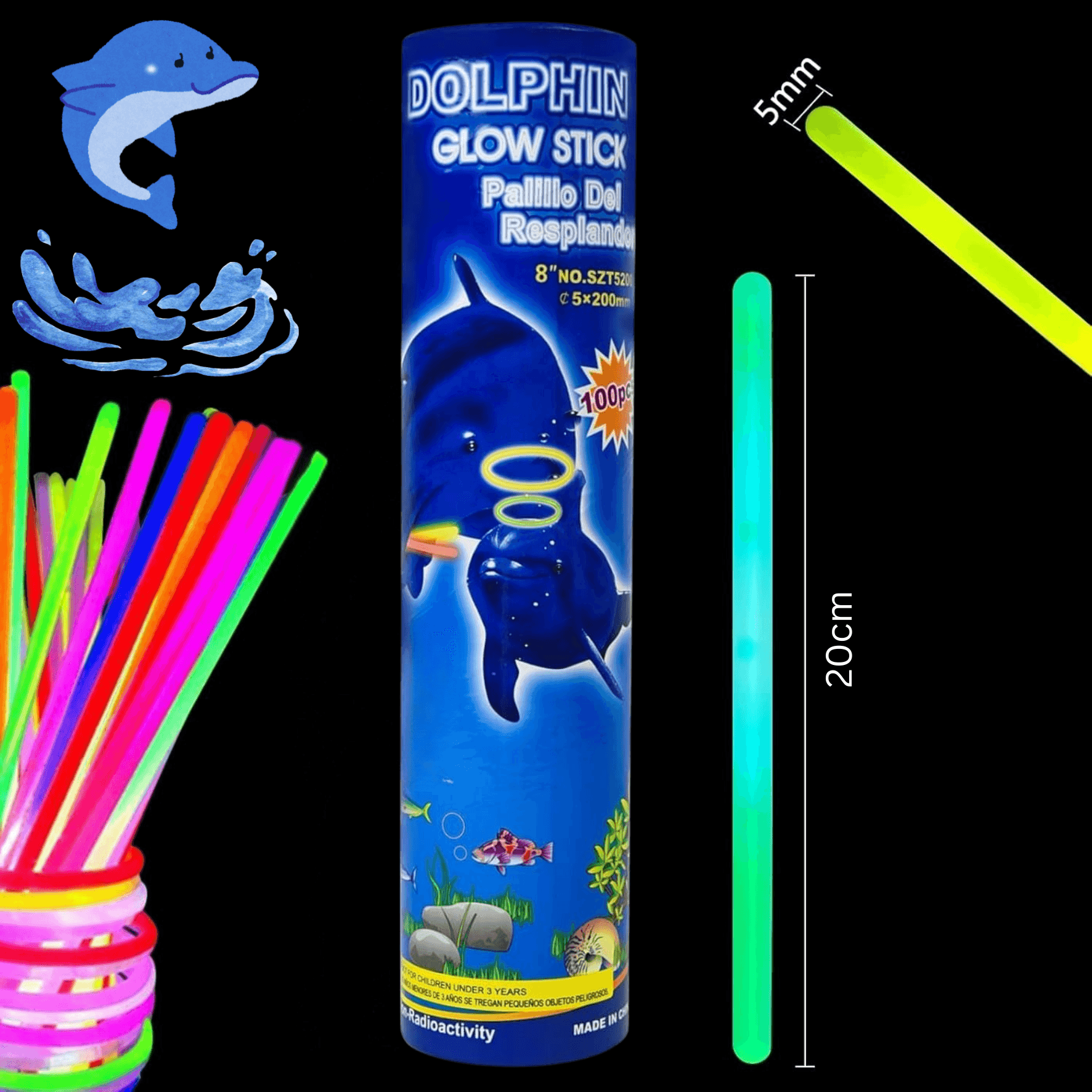 Fluorescent Glow Sticks (100 pcs) - DMC Wholesale